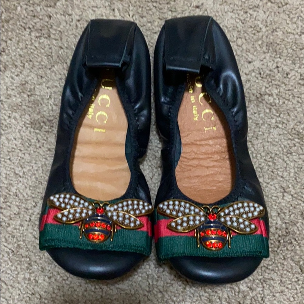 Black Flats with Rhinestone Deco